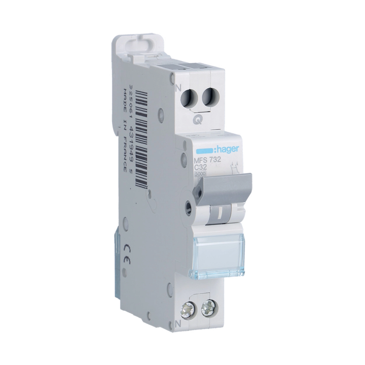 Hager - Disjoncteur 1P+N - 32A - Courbe C - AUTO - Réf : MFS732