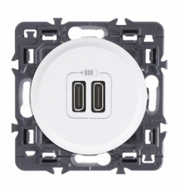 Legrand - Céliane 2024 - Double prise chargeur USB - Type C - Blanc - SANS PLAQUE - 1 poste - Réf : 080251 + CM0154 + CB0154