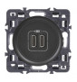 Legrand - Céliane 2024 - Double prise chargeur USB - Type C - Noir - SANS PLAQUE - 1 poste - Réf : CZ0154