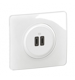 Legrand - Céliane 2024 - Double prise chargeur USB - Type C - Blanc - COMPLET - Réf : 080251 + CM0154 + CB0154 + CP0001