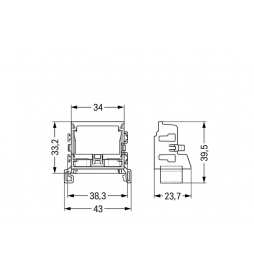 WAGO - Adaptateur de fixation rail DIN pour bornes à 10 conducteurs - Série 221 - Réf : 221-549/002-000