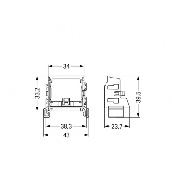 WAGO - Adaptateur de fixation rail DIN pour bornes à 10 conducteurs - Série 221 - Réf : 221-549/002-000
