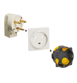 Legrand - Socle 32A - Plast - 2P+T - à VIS - éclips + Fiche 2P+T 32A + boîte - 055812+055802+080086L