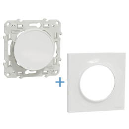 Schneider - Odace 2011 - Obturateur à vis + Plaque - Blanc - Ref. : S520666 + S520702
