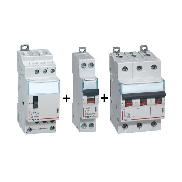 Legrand - LOT  - Contacteur CX3 J/N heures creuses + dpn 2A DNX3 + 3P+N 16A DNX3 - 412502+406771+407829
