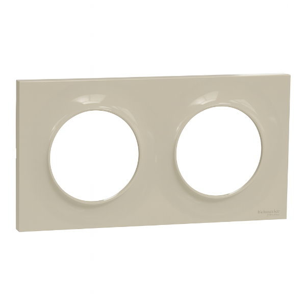 Schneider - Odace - Styl - Plaque 2 postes - entraxe 71mm - Sable - Réf : S520704B1