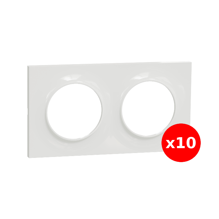 Schneider - Odace 2011 - Styl - LOT de 10 Plaques 2 postes - Entraxe 71 mm - Blanc - Ref. : S520704x10