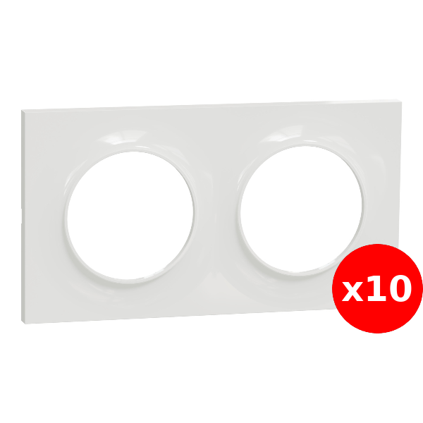 Schneider - Odace 2011 - Styl - LOT de 10 Plaques 2 postes - Entraxe 71 mm - Blanc - Ref. : S520704x10