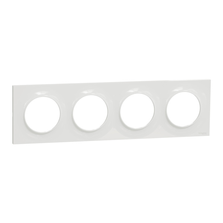 Schneider - Odace 2011 - Styl - LOT de 5 Plaques 4 postes - Entraxe 71 mm - Blanc - Ref. : S520708x5