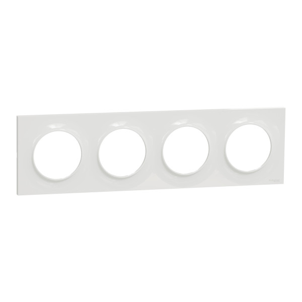 Schneider - Odace 2011 - Styl - LOT de 5 Plaques 4 postes - Entraxe 71 mm - Blanc - Ref. : S520708x5