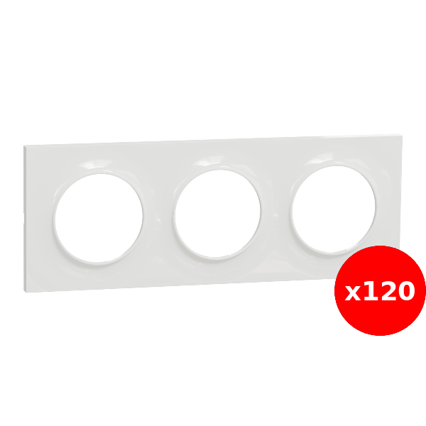 Schneider - Odace - Styl - LOT - Plaque 3 postes - entraxe 71 mm - Réf : S520706x120