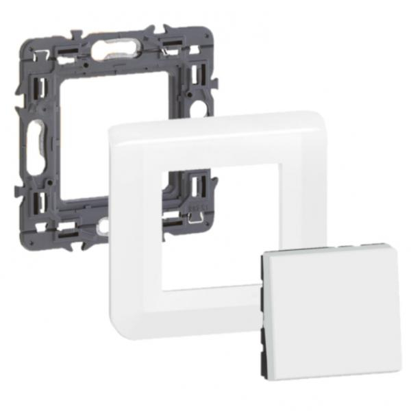 Legrand - Mosaic - Bouton poussoir complet - 1 poste (2M) - 6A - 230V - Réf : 080251+278040L+277802L