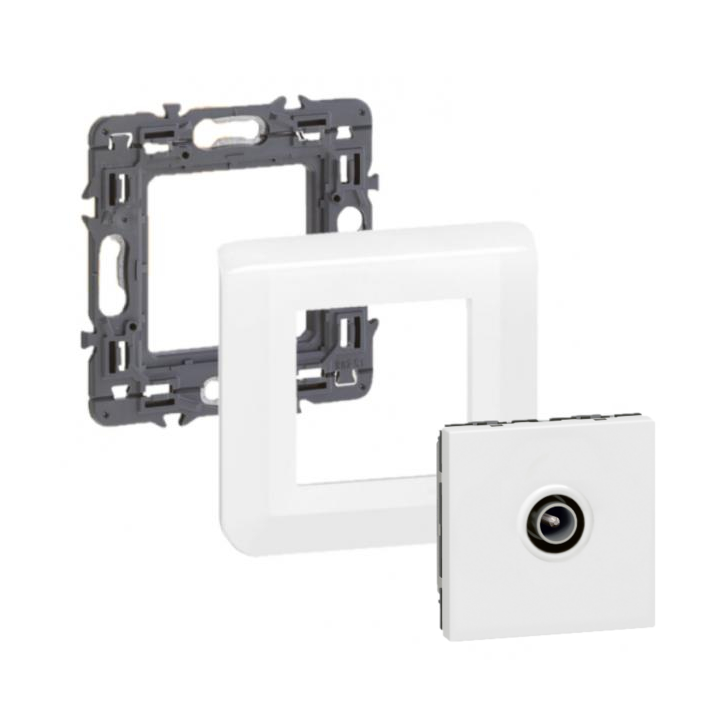 Legrand Mosaic - Prise TV simple - Mâle complet - 1 poste (2M) - 080251 + 277802L + 078782