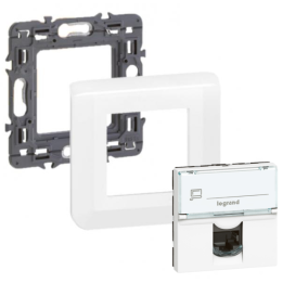 Legrand Mosaic - Prise RJ45 Cat. 6 FTP complet - 1 poste (2M) - Réf : 080251 + 277802L + 076565