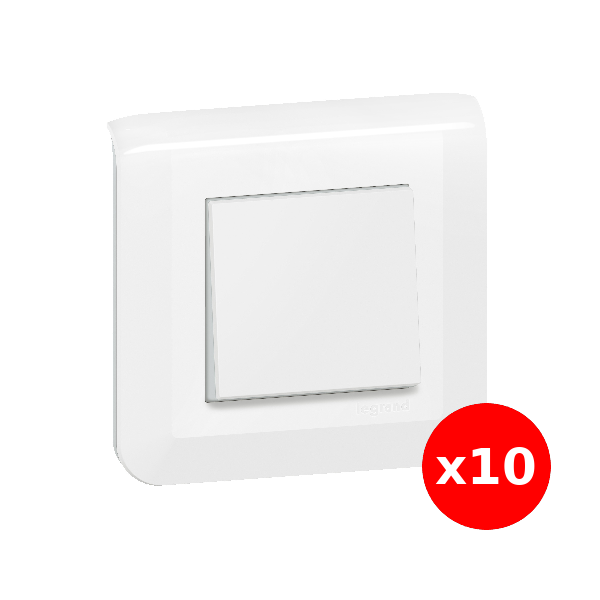 Legrand Mosaic - LOT x 10 Va-et-Vient complet - 1 poste (2M) - 10A - 230V - EU - Réf : 080251+277802L+278011L