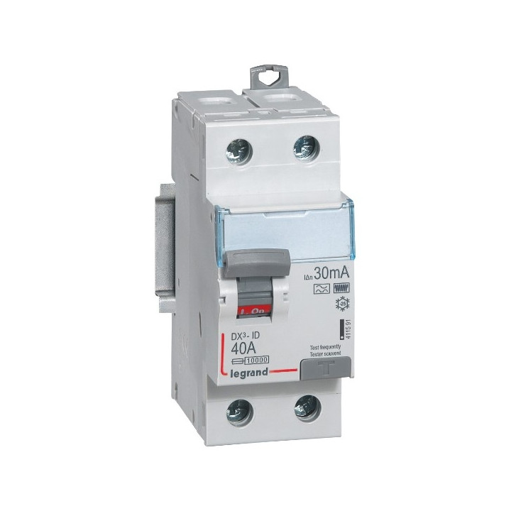 LEGRAND - Interrupteur différentiel - DX3 - 2P - 40A - 30mA - Type F - Départ Bas à Vis - Réf : 411591