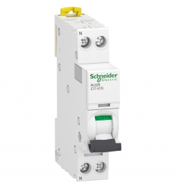 Schneider - Acti9 iDT40N - Disjoncteur - 1P+N - 20A - Courbe C - 6000A/10kA - Réf : A9P24620