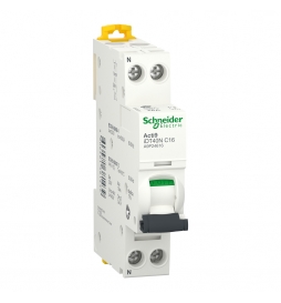 Schneider - Acti9 iDT40N - Disjoncteur - 1P+N - 16A - Courbe C - 6000A/10kA - Réf : A9P24616