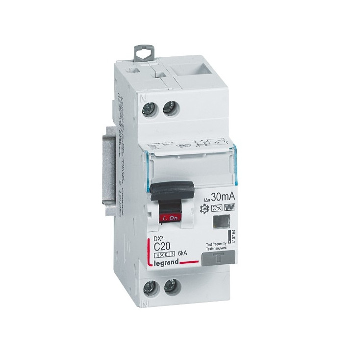 LEGRAND - Disjoncteur Différentiel DX3 P+N - 20A - 30mA - Type F -Réf : 410754