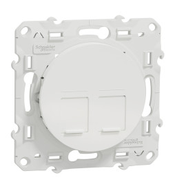 Schneider - Odace 2011 - Double Prise RJ45 - Cat.6 UTP - Blanc - Réf : S520485