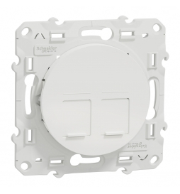 Schneider Odace - Double Prise RJ45 blanc - Cat.6 UTP - Réf : S520485