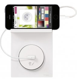 Schneider - Odace - Styl Pratic - Plaque 1 poste - support téléphone - Blanc - Réf : S520712