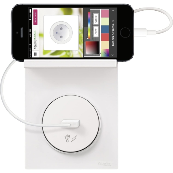Schneider - Odace - Styl Pratic - Plaque 1 poste - support téléphone - Blanc - Réf : S520712