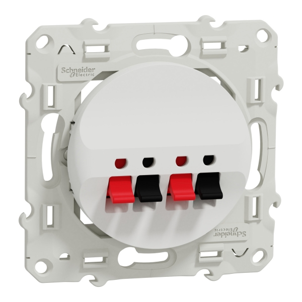 Schneider Odace - Prise haut-parleur 2 sorties - Blanc - Réf : S520488