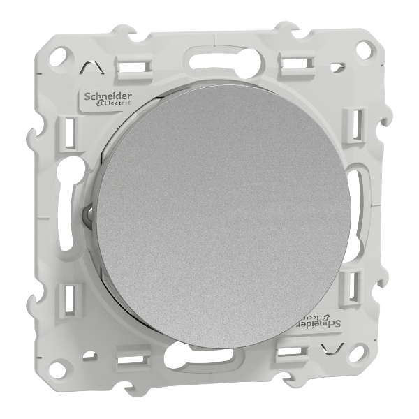 Schneider - Bouton poussoir Odace - Alu - 10A - 250V - Bornes auto - Réf : S530206