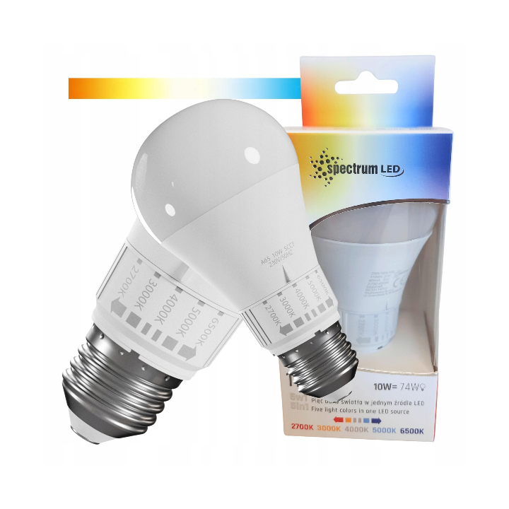 Spectrum - Ampoule LED E-27 - LED GLS 10W - Angle 270° - 5 CCT -1100lm - Réf : WOJ+14715