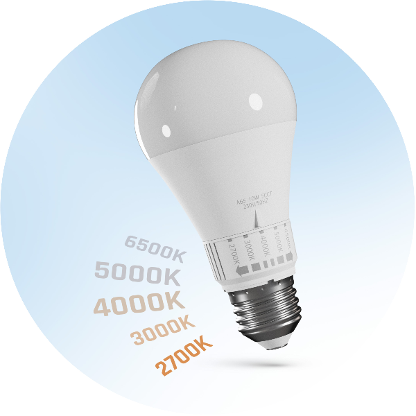 Spectrum - Ampoule LED E-27 - LED GLS 10W - Angle 270° - 5 CCT -1100lm - Réf : WOJ+14715