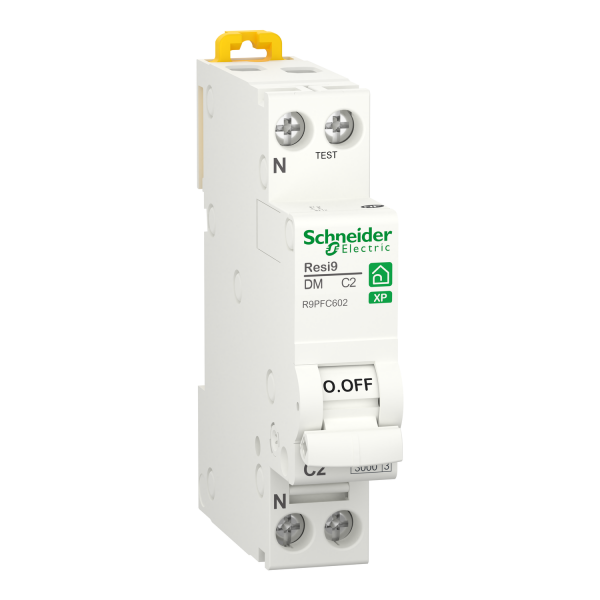 SCHNEIDER - Resi9 - disjoncteur modulaire - 1P+N - 2A - courbe C - peignable - Réf : R9PFC602