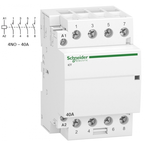 Schneider - Acti9 - Contacteur iCT - 40A - 4NO - 230/240V - 50Hz - Réf : A9C20844