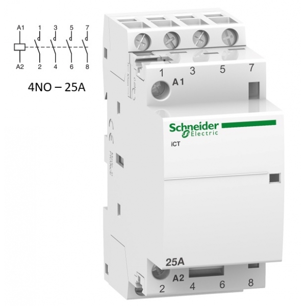 Schneider - Acti9 - Contacteur iCT - 25A - 4NO - 230/240V - 50Hz - Réf : A9C24834