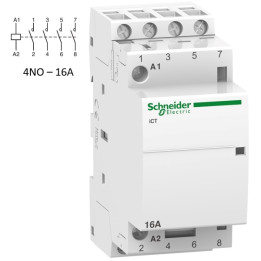 Schneider - Acti9 - Contacteur iCT - 16A - 4NO - 230/240V - 50Hz - Réf : A9C22814