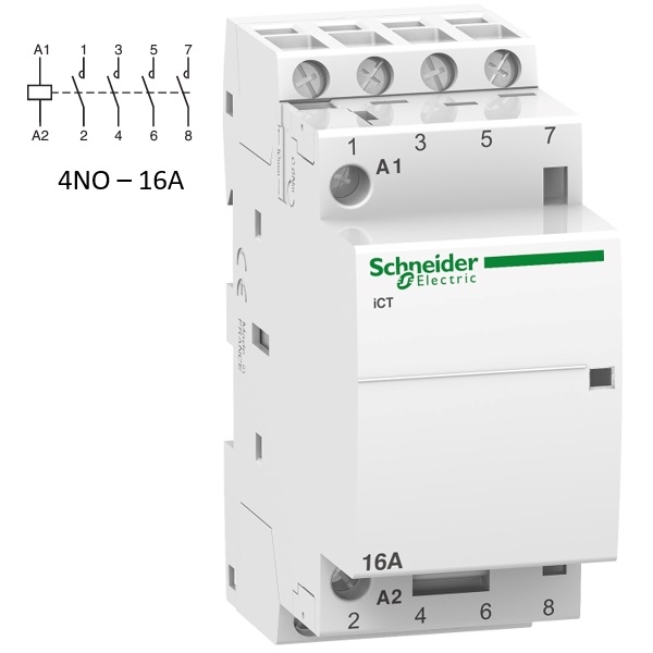 Schneider - Acti9 - Contacteur iCT - 16A - 4NO - 230/240V - 50Hz - Réf : A9C22814