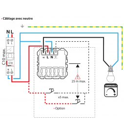 Legrand - Céliane 2024 - Variateur avec ou sans neutre - 200W -  Noir - LED - Réf : CN0408