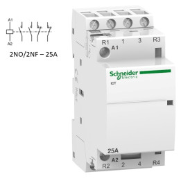 Schneider - Acti9 - Contacteur iCT - 25A - 2NF + 2NO - 230/240V - 50Hz - Réf : A9C20838