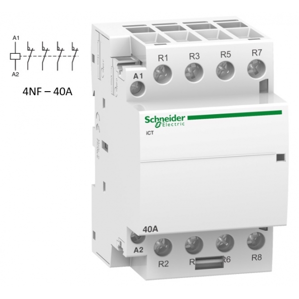 Schneider - Acti9 - Contacteur iCT - 40A - 4NF - 230/240V - 50Hz - Réf : A9C20847