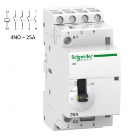 Schneider - Acti9 - Contacteur iCT - 25A - 4NO - 230/240V - 50Hz - Réf : A9C21834