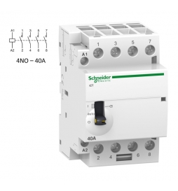 Schneider - Acti9 - Contacteur iCT à commande manu - 40A - 4NO - 230/240V - 50Hz - Réf : A9C21844