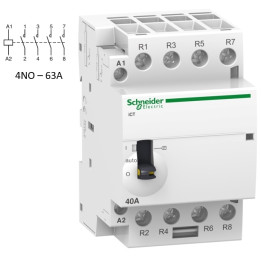 Schneider - Acti9 - Contacteur iCT - 63A - 4NO - 230/240V - 50Hz - Réf : A9C21864