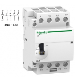 Schneider - Acti9 - Contacteur iCT - 63A - 4NO - 230/240V - 50Hz - Réf : A9C21864