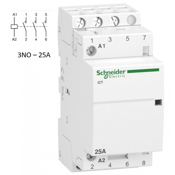 Schneider - Acti9 - Contacteur iCT - 25A - 3NO - 230/240V - 50Hz - Réf : A9C20833