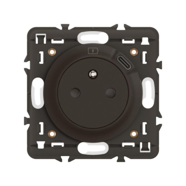 Legrand - Céliane 2024 - Prise surface avec prise USB type C - Noir - Avec support et enjoliveur - Réf : CN0140