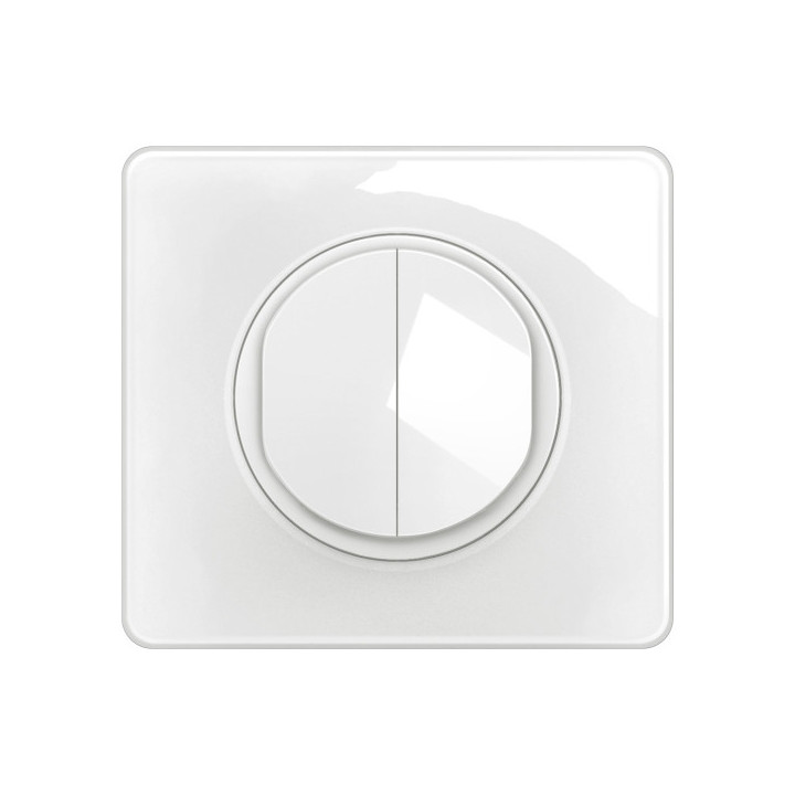 Legrand - Céliane 2024 - Double Interrupteur va-et-vient - Lumineux - COMPLET - Blanc - 1 poste - Réf : CG3001