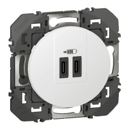 Legrand - Dooxie - Double chargeur USB Type-C - 3A - 15W - Blanc - Réf : 600345