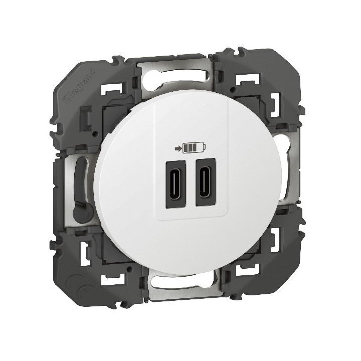 Legrand - Dooxie - Double chargeur USB Type-C - 3A - 15W - Blanc - Réf : 600345