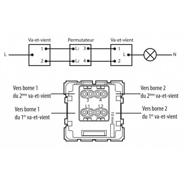 Legrand - Céliane 2024 - Permutateur 10AX pour va-et-vient - Blanc - Réf : CM0005