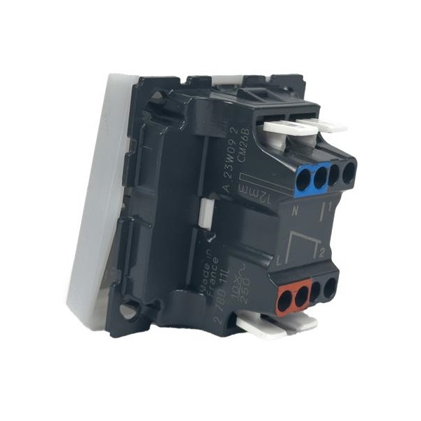 Legrand - Interrupteur ou va-et-vient 10AX Mosaic Easy-Led - 2M - Blanc - Réf : 077011L